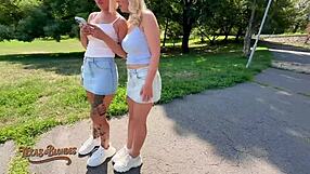 Naughty Vera And Greta Suck Mr Texas In Outdoor Threesome