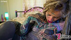 tattoo goth punk girl fingers pussy and ass then toys anal gaping prolapse