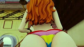 oh god nami's redhead ass twerks so sexy in that tiny bikini