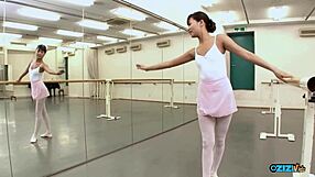 sexy skinny asian ballerina bitch poses naked fingering her big clit to orgasm