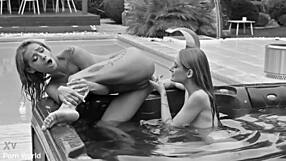 veronica leal and tiffany tatum bend for double penetration pounding in bi group orgy gp3363b