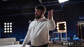 hubby watches sienna rae take double penetration from two studs balls deep