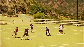 Eva Angelina deepthroats thick dick then fucks outdoors in fishnets