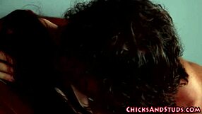 Cutie brunette babe spunk soaked by muscular hunk bodybuilder handjob cumshot