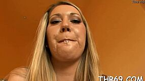 hunk blasts his thick guy chowder all over beautys wet face after intense blowjob