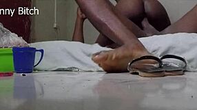 muscular african dick sat hard in skinny legs domination