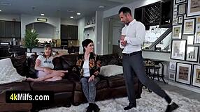 Beautiful Short Haired MILF Stepmom Tricks Teen Into Learning Secret FFM Blowjob Instructions POV