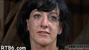 bound shaved pussy slut sucks cock in femdom bondage hardcore wet cunt fucking