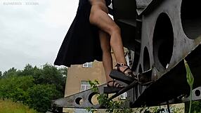 Naked girls flash asses pussies outdoors publicly