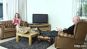 Old man fingers teen date's shaved pussy first time she screams orgasm