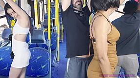 check out this big ass wife getting cumshot on bus skirt up public outdoor?