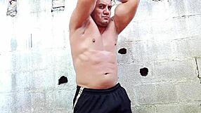 brazilian bear yuri gaucho's muscular body flexes during huge handjob cumshot