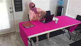 Big booty milf secretary's upskirt fingering leads to boss creampie fun