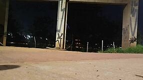 Street Masturbation in Uniform by Dark Skinned Woman