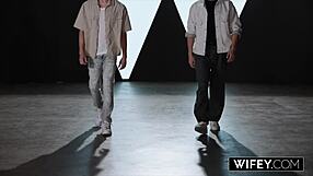 hubby watches sienna rae take double penetration from two studs balls deep