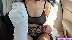 18yo student spreads big pussy lips fingering wet shaved cunt upskirt in taxi