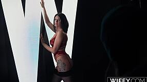 hubby watches sienna rae take double penetration from two studs balls deep