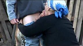 hey, my stepgrandma's a total whore getting bent over and fucked hard outdoors?