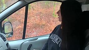 Bus driver pounds wet young pussy deep in forest outdoors