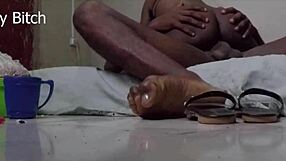muscular african dick sat hard in skinny legs domination