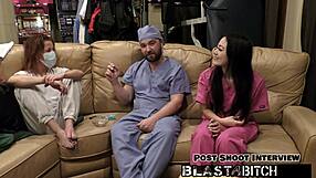 oh man blaire celeste blows two guys then blasts cum everywhere nurses pov