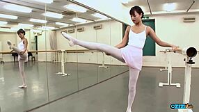 sexy skinny asian ballerina bitch poses naked fingering her big clit to orgasm