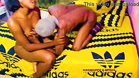 Black Teen 18+ Bends Over Big Ass for Best Friend's Brother Doggy Creampie in Apartment