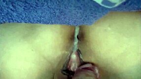 Hubby films wife raw fucked by friend ending in deep creampie pussy fill