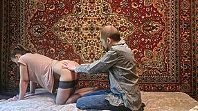 Russian Wife Gapes Asshole with Huge Anal Dildo Masturbation