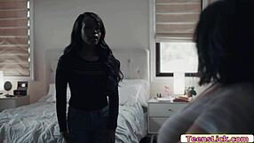 Two ebony babes kiss and lick in hot 69 pussy feast 😍👅