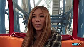 redhead cutie fingers hairy pussy till cum covers hands outdoors