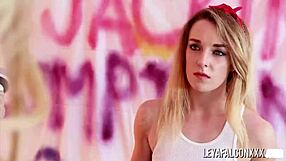 Does big ass slut Leya Falcon's huge wet orgasm soak this blondie threesome?