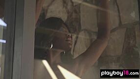 hot all natural ebony teen victoria antoinette strips lingerie reveals black pussy stockings!