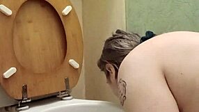 Slave whore humiliated licking dirty toilet clean!