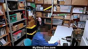 Stealing teen trades tight pussy ride for freedom from shop officer?