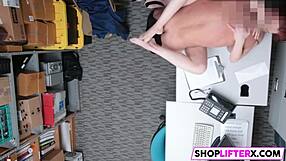 redhead teen caught shoplifting gets HARDCORE cop punishment at work