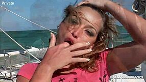 czech tattooed babe bends for anal pounding right on the beach outdoors