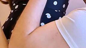 Hottest neighbor's curvy Latina milf moans sucking big natural puffy tits passionately