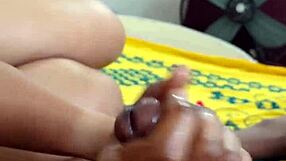 hot girl's skilled handjob strokes cock to explosive finish