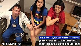 Does super heroine explode from nurse's hitachi on her pussy?