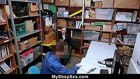 Stealing teen trades tight pussy ride for freedom from shop officer?