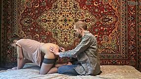 Russian Wife Gapes Asshole with Huge Anal Dildo Masturbation