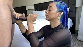 yo check this blue hair slut giving the sloppiest deepthroat blowjob ever