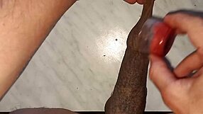 Long tattooed foreskin drips wax arousal makes monster penis rock hard