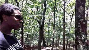 watch her gag on black cock deepthroat while licking southern ass outdoors!