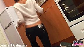 Skinny Milf Peels Off Tight Jeans