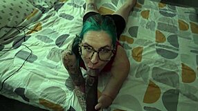 tatted brunette slut girlfriend submits to muscular bbc boyfriend's rough big cock pounding