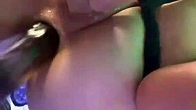 Fat teen screams in ecstasy from massive anal dildo pounding close up