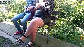 Sensual curvy stepmom lures fetish stepson with her flashing assets outdoors