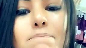 queen bee brunette with tanned skin and soft hair films sexy lingerie creampie anal